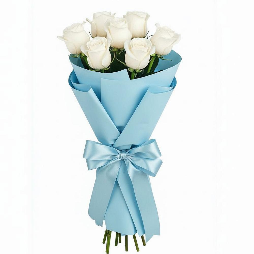 Букет 7 белых роз Проуд в Калачеевском