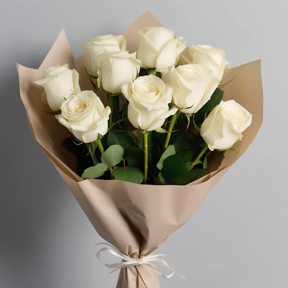 Букет 9 Белых роз Эдлесс Лав в Калачеевском