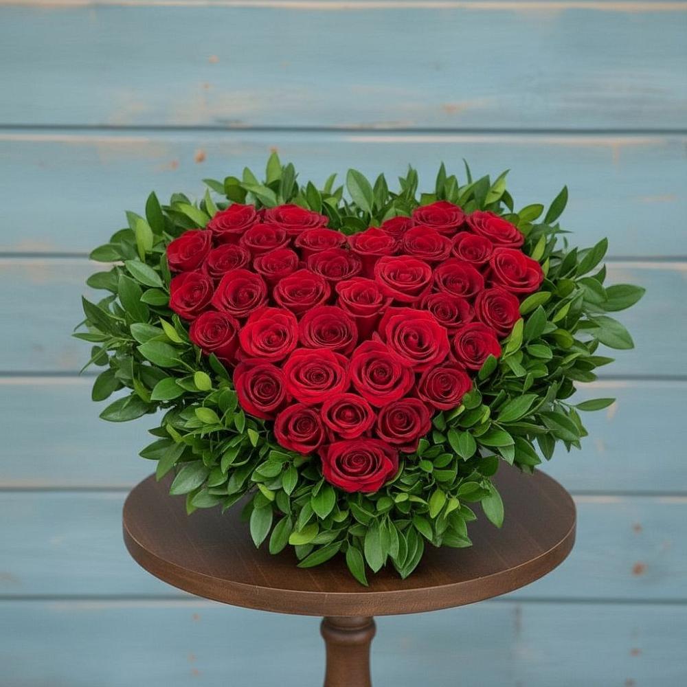 Цветочная композиция из Розы в виде сердца в Калачеевском