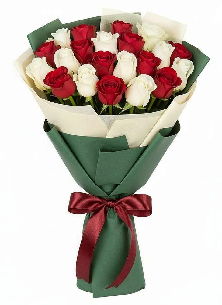 Букет Микс из красных и белых роз в Калачеевском