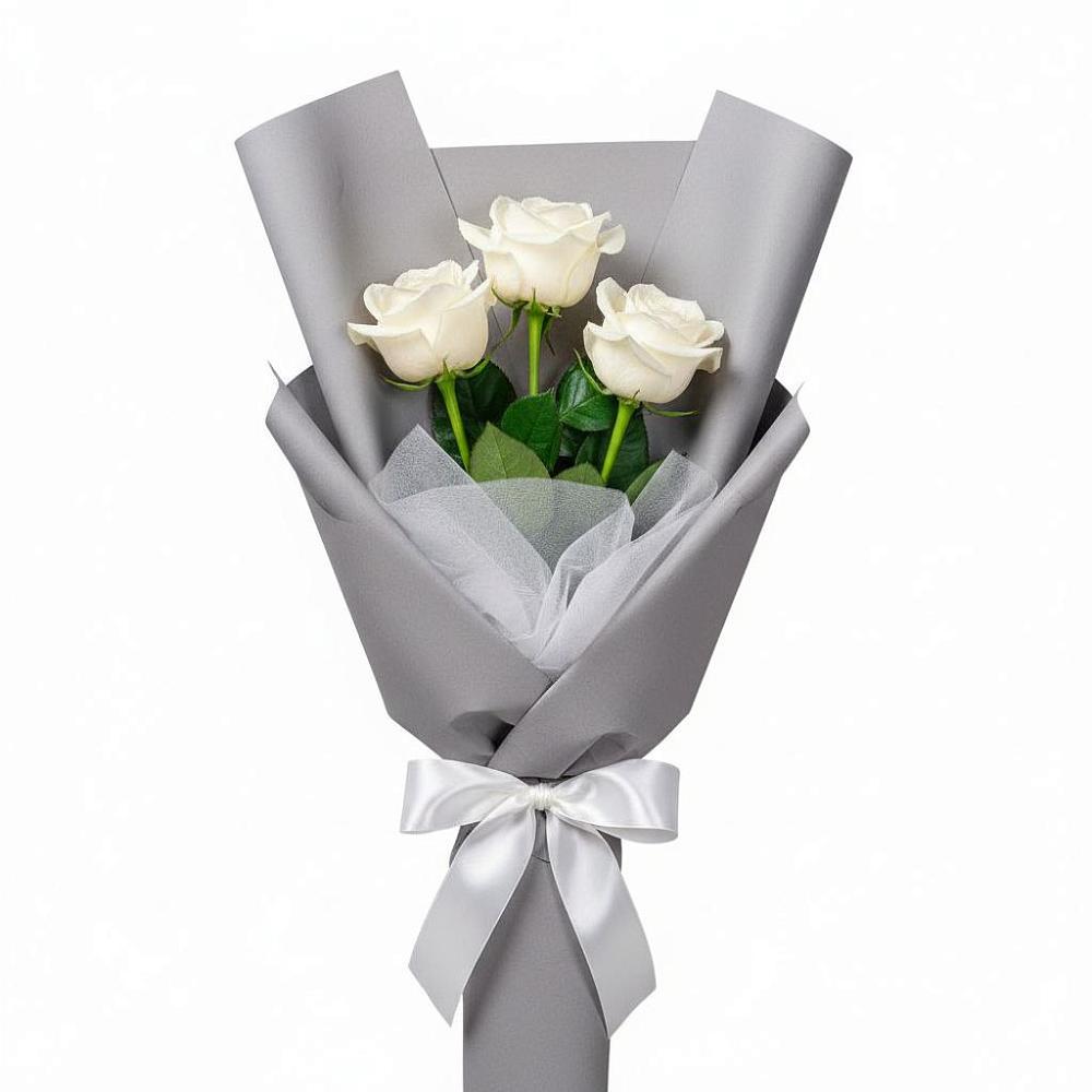 Букет 3 белые розы в Калачеевском