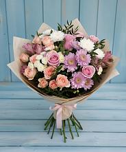 Букет цветов из:  Хризантемы, Розы и Альстромерии #REPLACE_PRED# Калачеевском