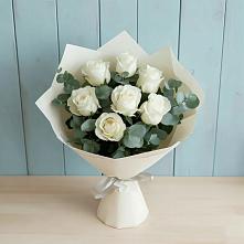 Букет Белые розы в Эвкалипте #REPLACE_PRED# Калачеевском