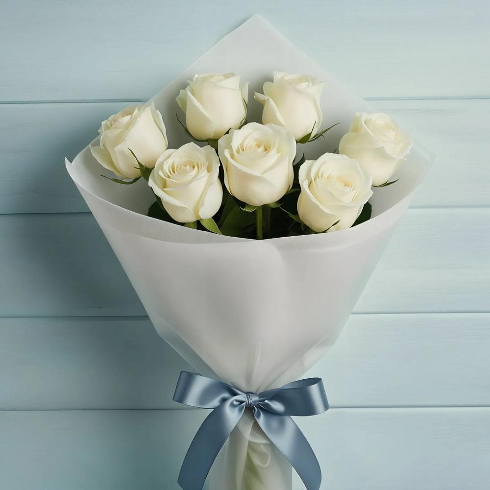 Букет 7 Белых роз Эдлесс Лав в Калачеевском